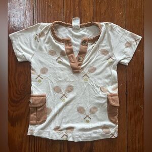 Kate Quinn Cream and Tan Racket Print Tee
